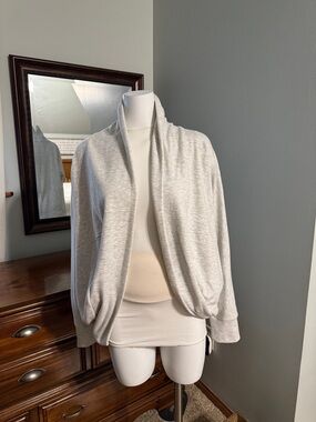 Hem & Thread Light Gray Draped Open-Front Cardigan